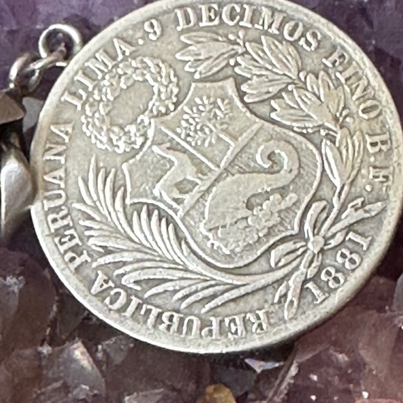 Peru coin link sterling silver bracelet - Picture 4 of 4